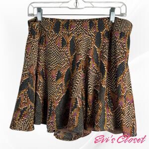 Adriane Women's Snake Print Shorts Wide Leg BOHO Charcoal Brown Sz 20 NWT